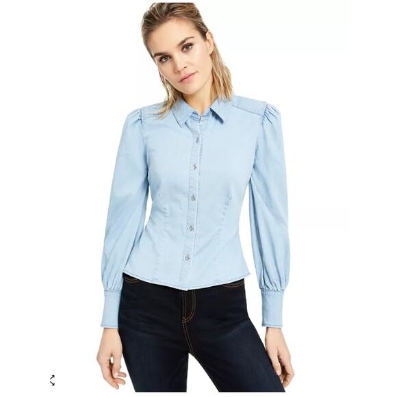 NWT INC Puff-Sleeve Button-Up Shirt, Created for Macy's size XS - Picture 1 of 1